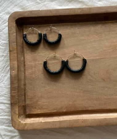 Heishi Silver Hoops